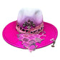 Cyberpink Handmade Pink & White Ombre Faux Felt Fedora Hat - Ombre Stiff Brim Hat - Festival Hat - Cyberpunk Hat