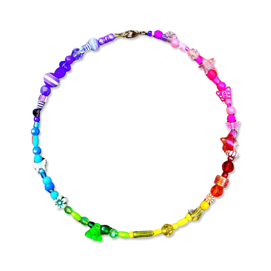Rainbow Flashback - Rainbow Fantasy Festival Beaded Choker Necklace