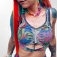 Trippy Rainbow - Cut Out Weaved Festival Rainbow Tie-Dye Crop Top