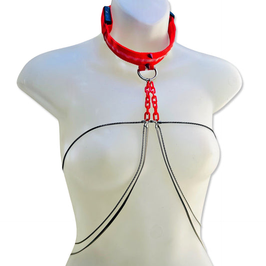 Red Light Bondage - (RED)Gender Neutral LED Rave Cyberpunk Futuristic Choker Necklace