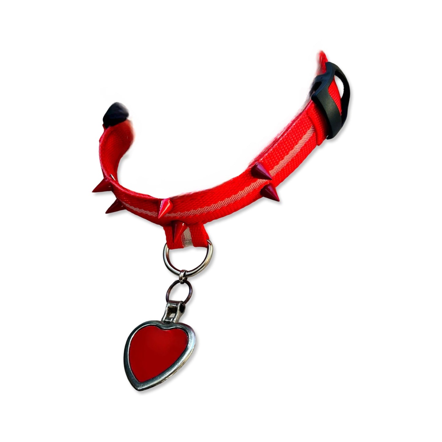 Cyber Love - (RED) Gender Neutral Red Studded LED Rave Cyberpunk Futuristic Festival Choker Necklace With Heart Pendant