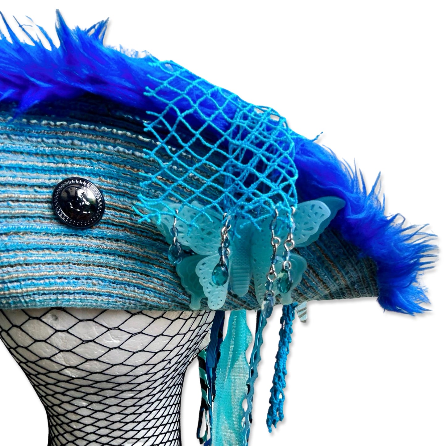 50 Shades Of Blue - Mixed Blue Handmade Festival Pirate Hat