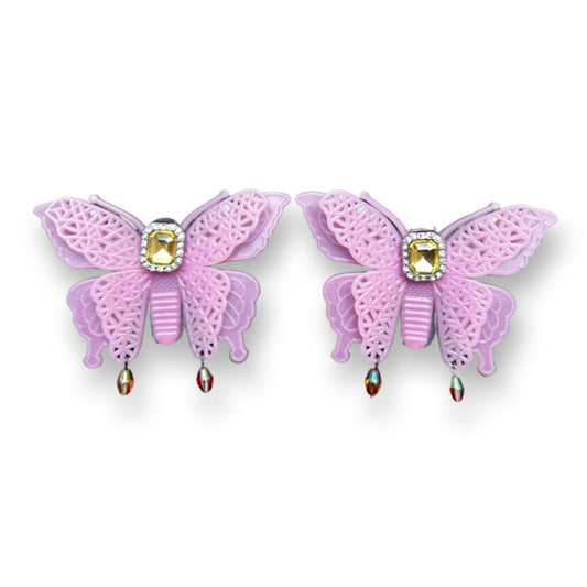 Moth Boujee - Pink Glow In The Dark Gothic Moths Fantasy Handmade Upcycled Earrings