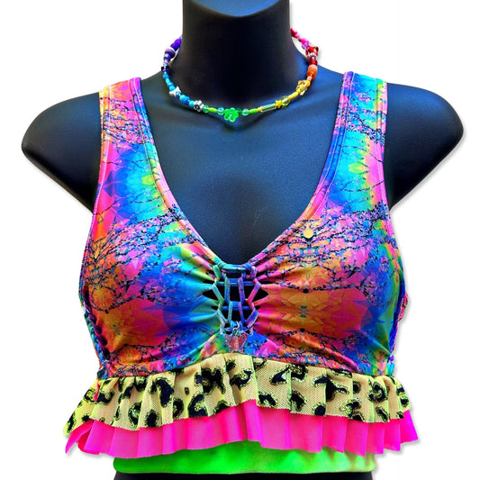 Psychedelic Rainbow Butterfly - Rainbow Tie-Dye Festival Crop Top